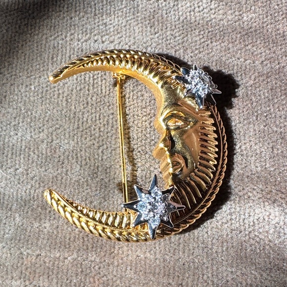 Jewelry - Gold and Silver Moon Brooch